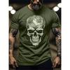 3D Skull Print Men's Fashion T-shirt Summer Men's Top Sports Fitness Men's Short Sleeve T-shirt Outdoor Street Men's O-neck Tees
