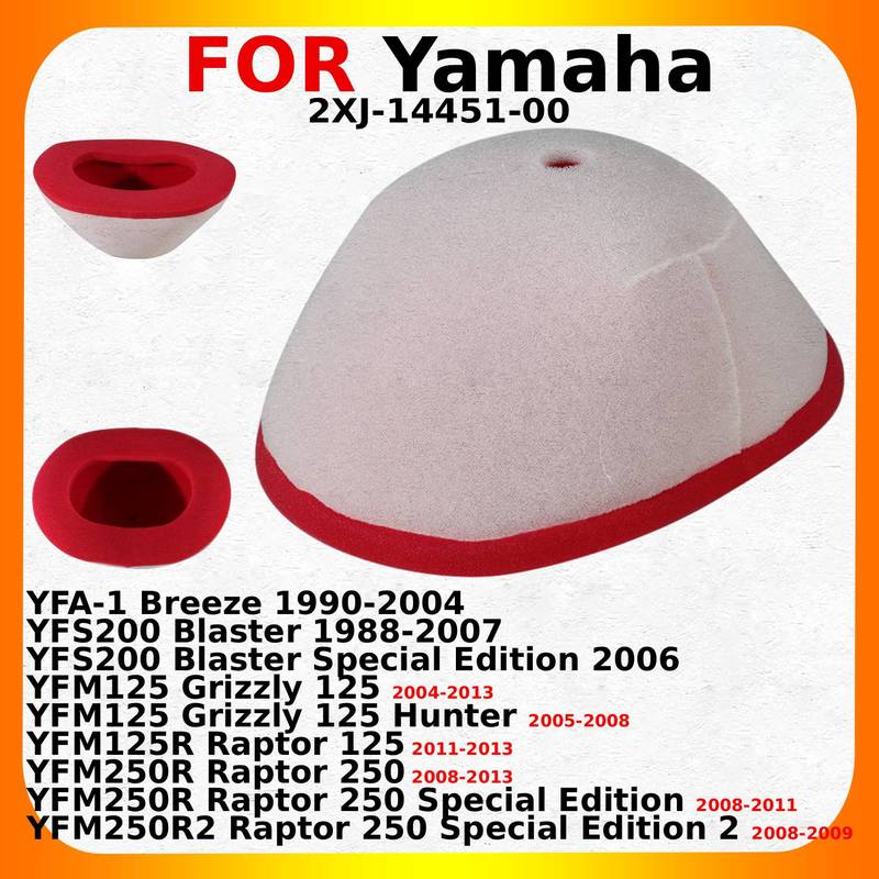 New Air Filter For Yamaha YFM125 Grizzly 125 Hunter YFM125R Raptor YFM250R 250 Special Edition YFA-1 Blaster YFS200 2XJ-14451-00