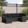 Vidaxl 6-Cz. Set di Mobili da Giardino con Cuscini, Polyrattan Nero