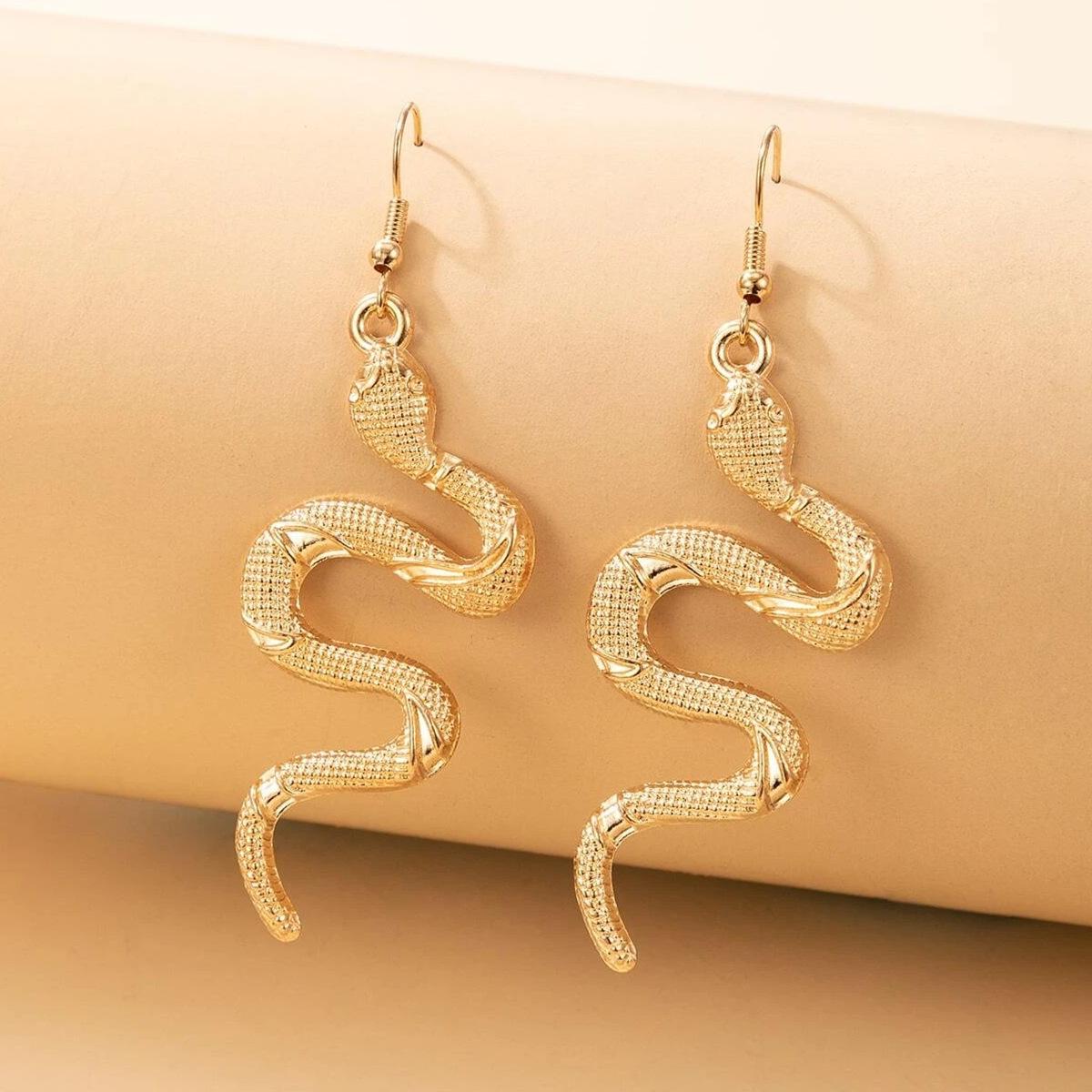 

Персонализированные серьги-гвоздики со змеей в стиле животных, преувеличенные серьги со змеей в стиле панк, новые серьги золотой