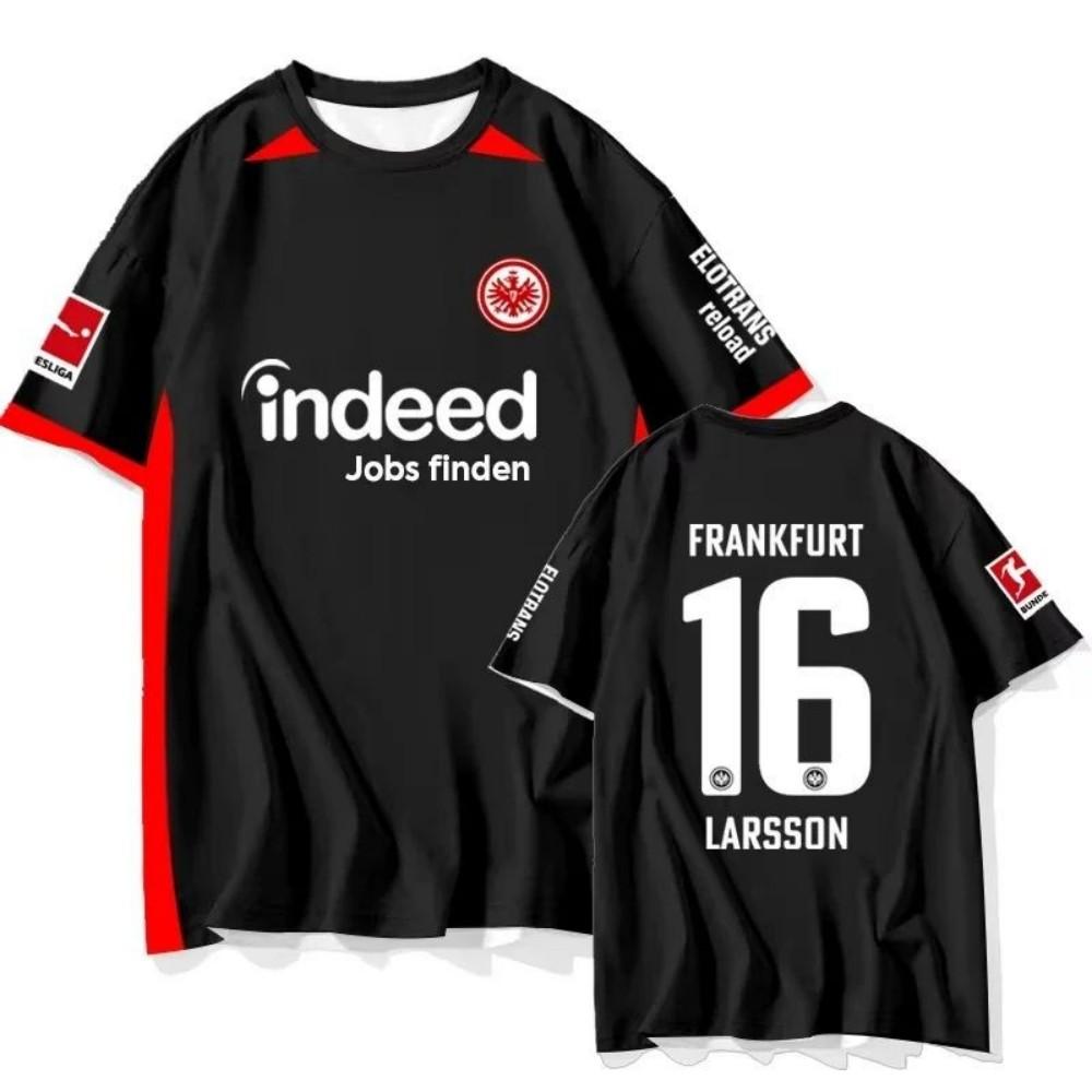 Summer Fashion Men's Football Team Frankfurt Printed Casual Breathable Round Neck 3D T-shirt Outdoor Sports Street Top