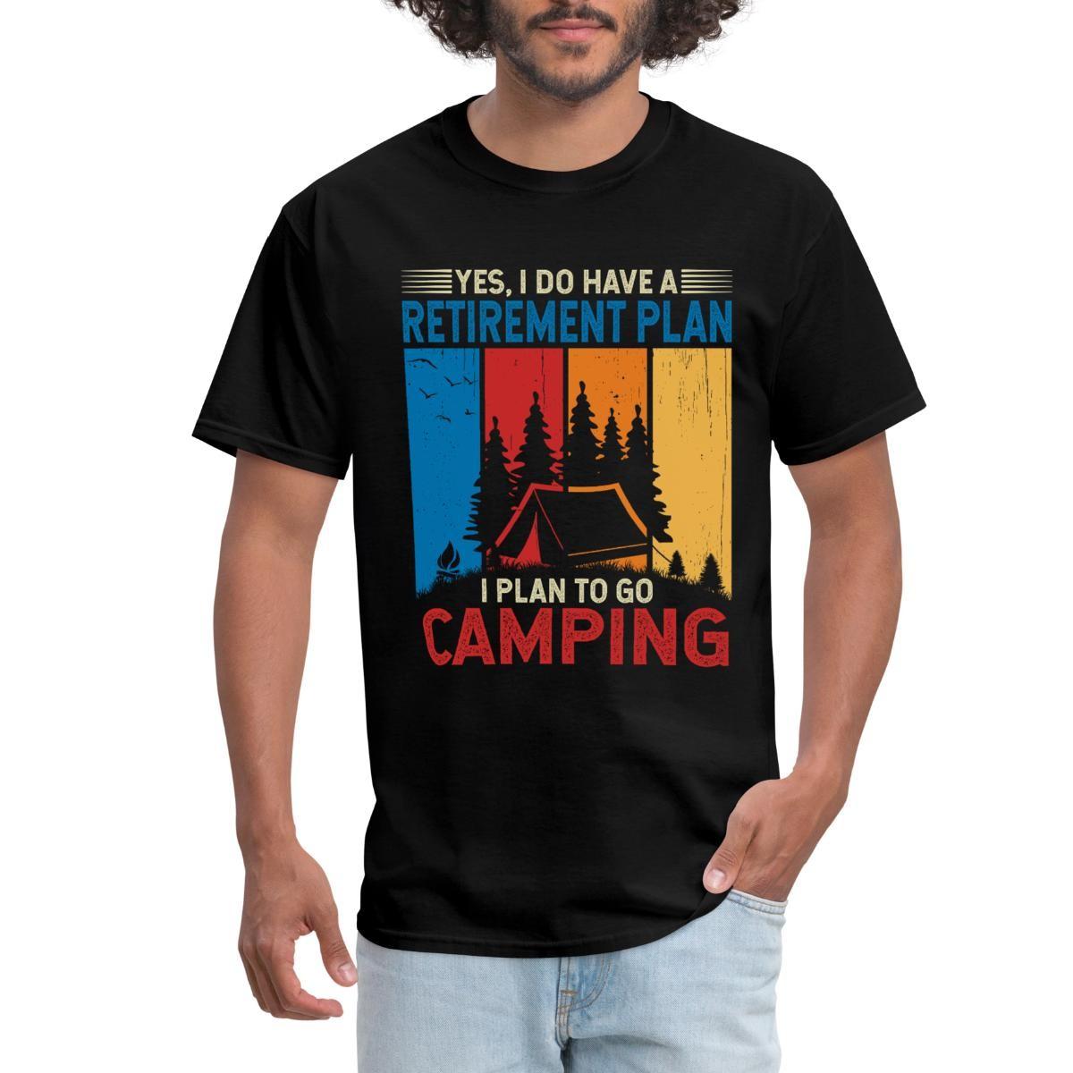 Retirement Plan Camping With Tent Silhouette Retro Men s T-Shirt XL