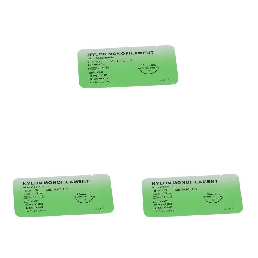 4/0 Medical Thread Suture Nylon Silk Veterinary Practice Suture Kit Non-injured for Medical Students Education