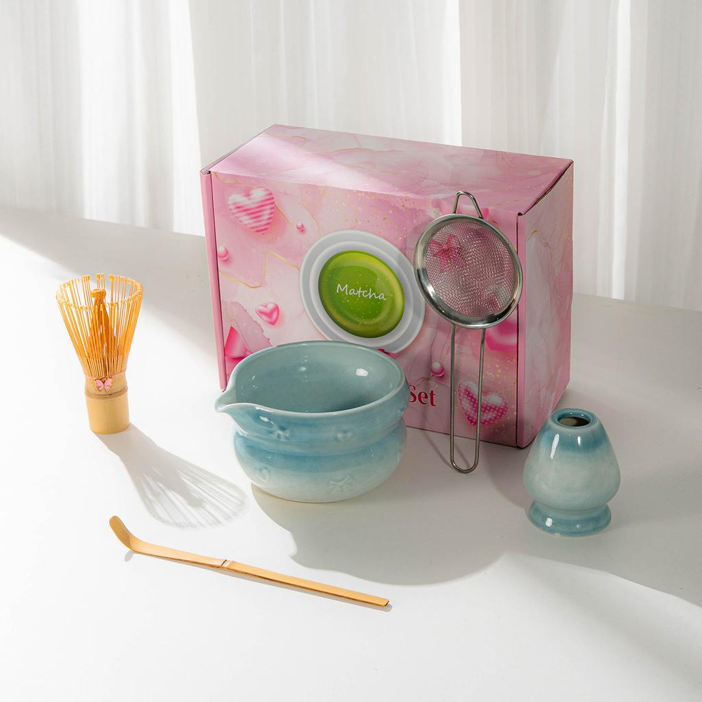 Japanese Matcha Set With Bow Pattern, Matcha Whisking Tools, Tea Set Accessories, Multiple Styles Available, Gift
