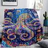 Colorful marine organisms Print Flannel Blanket,High quality Comfortable for All Seasons,Home Decor,Warmth and Comfort,Perfect for Christmas Gifts