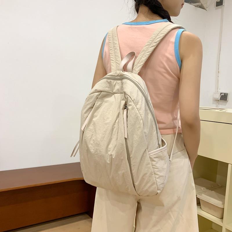 Japanese and Korean INS Niche Design Backpacks, Simple, Lightweight, Large-capacity Couple Casual Backpacks, Nylon Fabric Student Bags cachi
