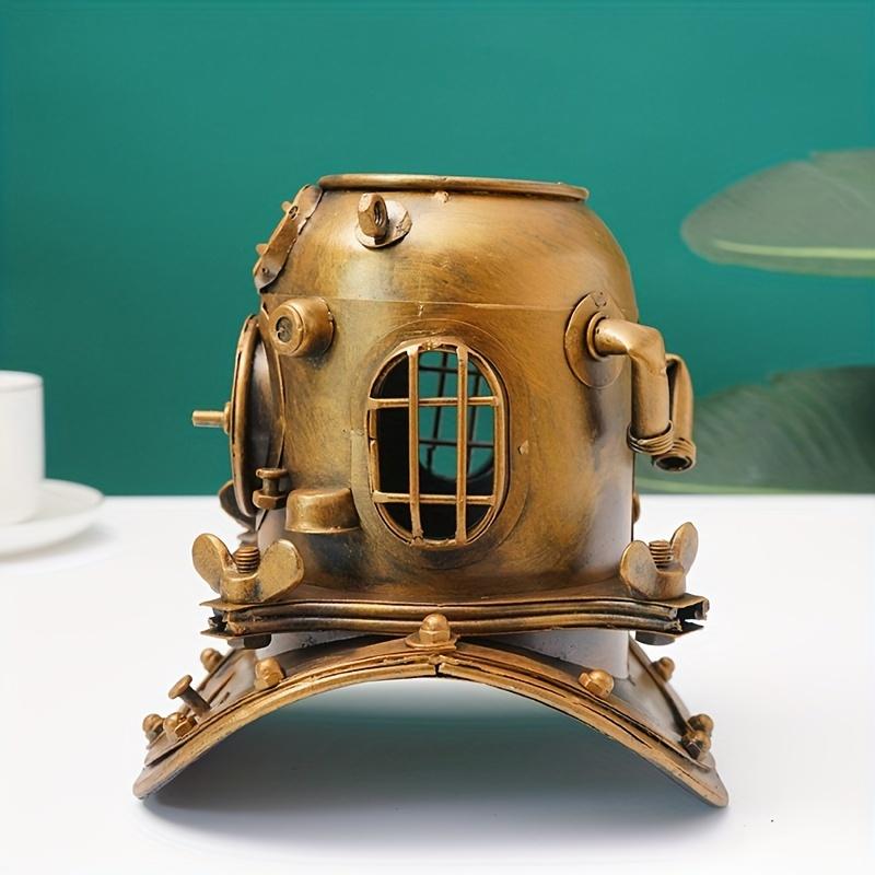 Vintage Steampunk Iron Helmet Pen Holder,Industrial Style Metal Decor for Home, Bedroom, or Office, Perfect for Christmas, Halloween, Easter, Hanukkah