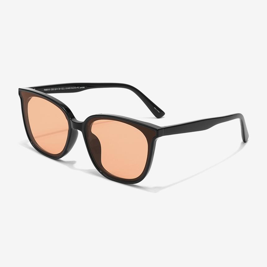 Seutailwokeu Tinted Flat Bar Sunglasses Style Work Tr90-01 C2_Black Large Size Unisex Horn-Rimmed Daily