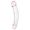 Glass Dildo Penis Both Ends Available With Pattern Extra Thick Sex Toys For Girl Women Lesbian Female Masturbation