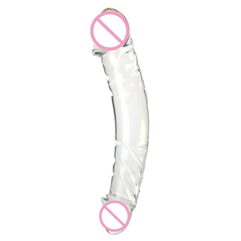 Glass Dildo Penis Both Ends Available With Pattern Extra Thick Sex Toys For Girl Women Lesbian Female Masturbation