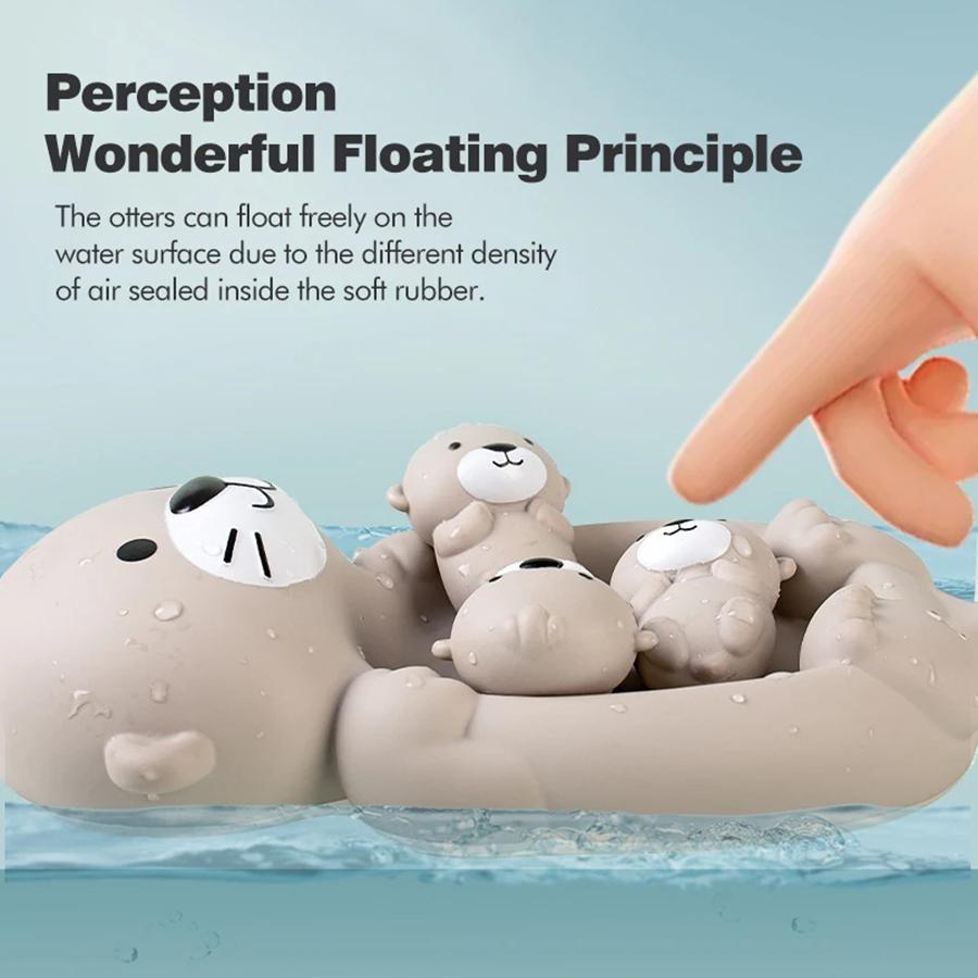 4-teiliges Set Otterfamilie Badespielzeug Baby Badezimmer Spiele PVC Kinder Badewannenspielzeug Für Eltern-Kind Otter versiegelt Schwimmendes Wasser Geschenke