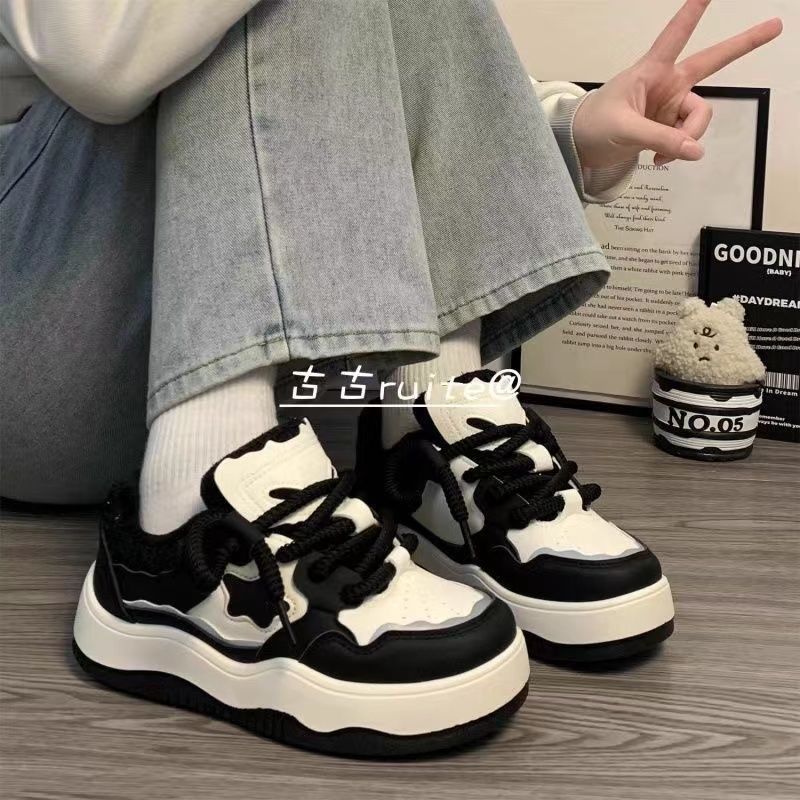 

Звездные оригинальные белые туфли на платформе детские нишевый дизайн новые универсальные студенческие повседневные нескользящие туфли 39 чёрный