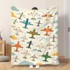 1pc Flannel Blanket Airplanes Flying In Different Directions Soft Comfortable And Warm This Nap Blanket/Sofa Blanket Is Suitable F