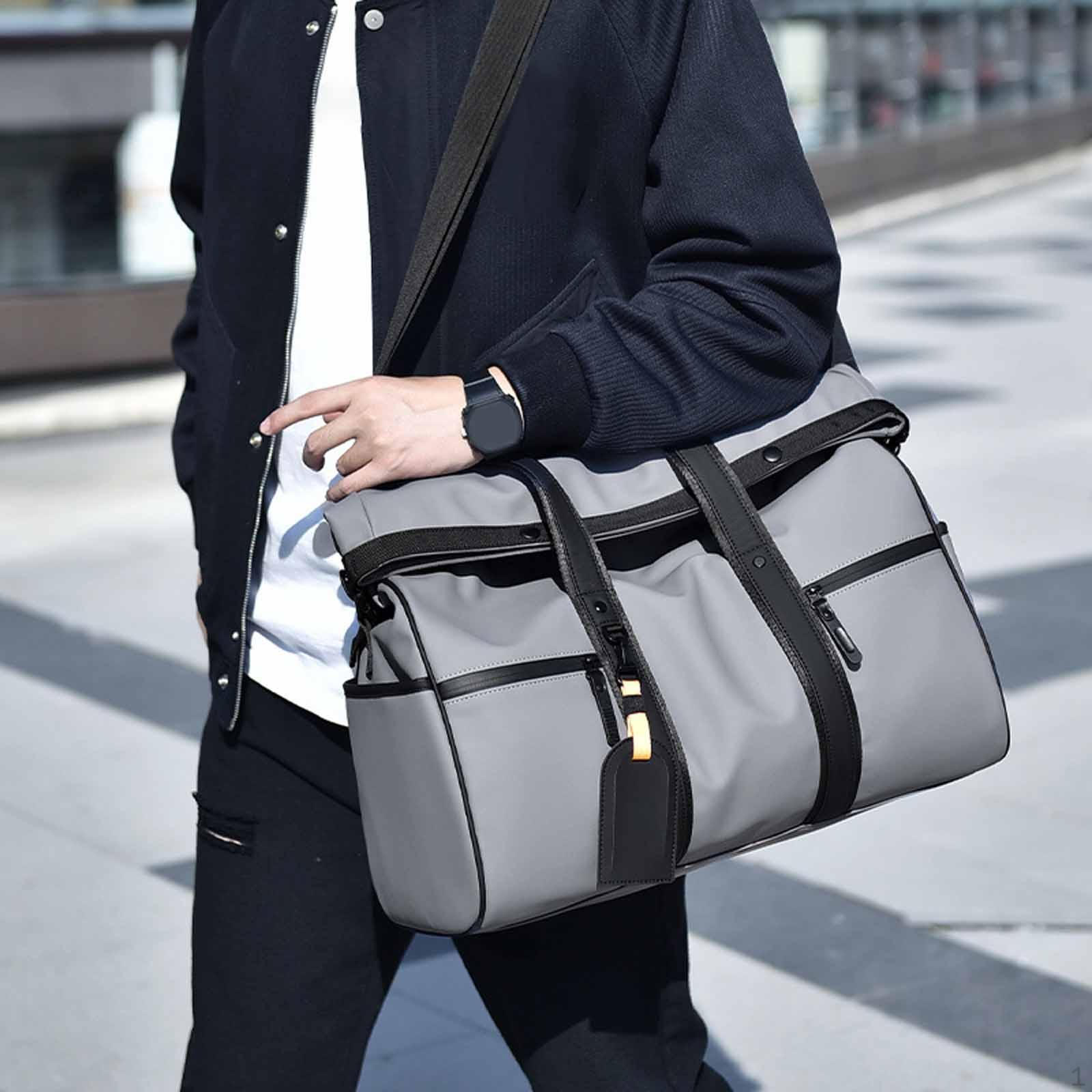 

Сумка для хранения багажа для деловых поездок, мужская сумка для поездок на работу, портативная современная ПУ дорожная сумка через плечо серый