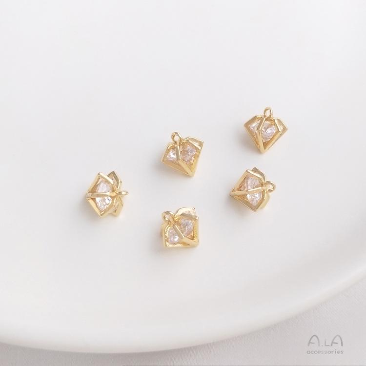 

Кулон-планета из позолоченного золота 14 карат с цирконом: Шарм в форме ромба для серег и браслетов DIY