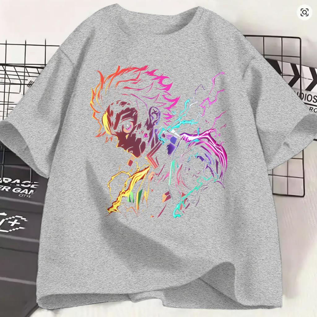 Unisexs Kamado Tanjiro T Shirt Demon Slayered Pure Cotton Tops Casual Short Sleeve Crew Neck Tees Summer Tshirts