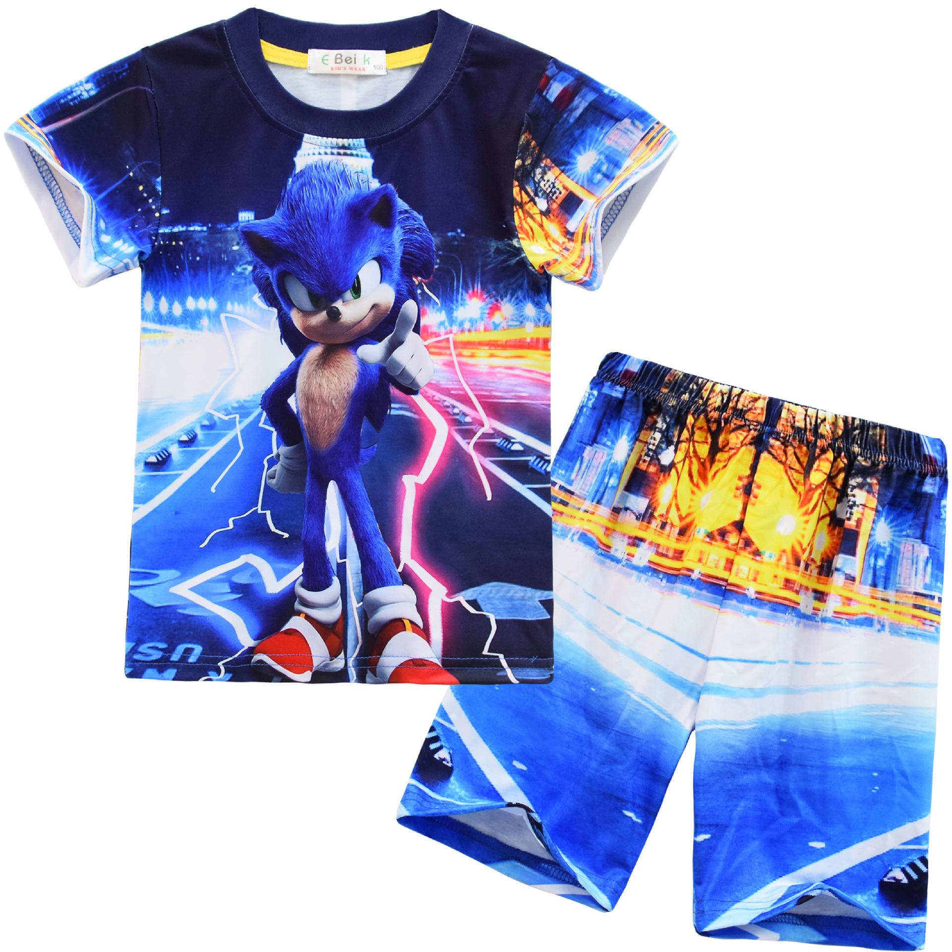 

Sonic-Hedgehog Printed Clothing Children S Short Sleeve Loungewear Set 9026 100