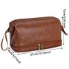 Double-Layered Toiletry Bag for Men Dad Husband Lightweight Leather Travel Shaving Kit Organizer Cosmetic Zipper Pouch
