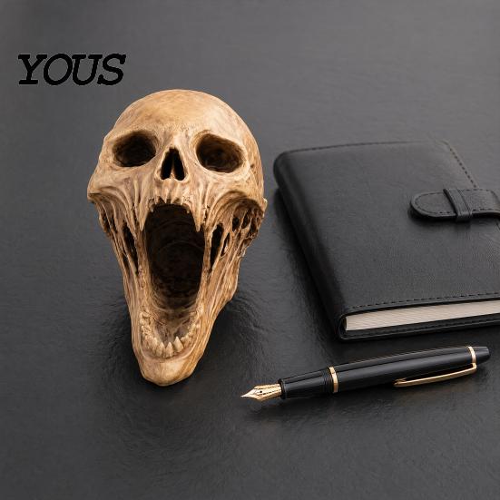 Gothic Skull Ornament Statue, 3D Printed Human Head Model for Home Aged Sculpture Decoration, Halloween Statues, Bookshelf and Desktop
