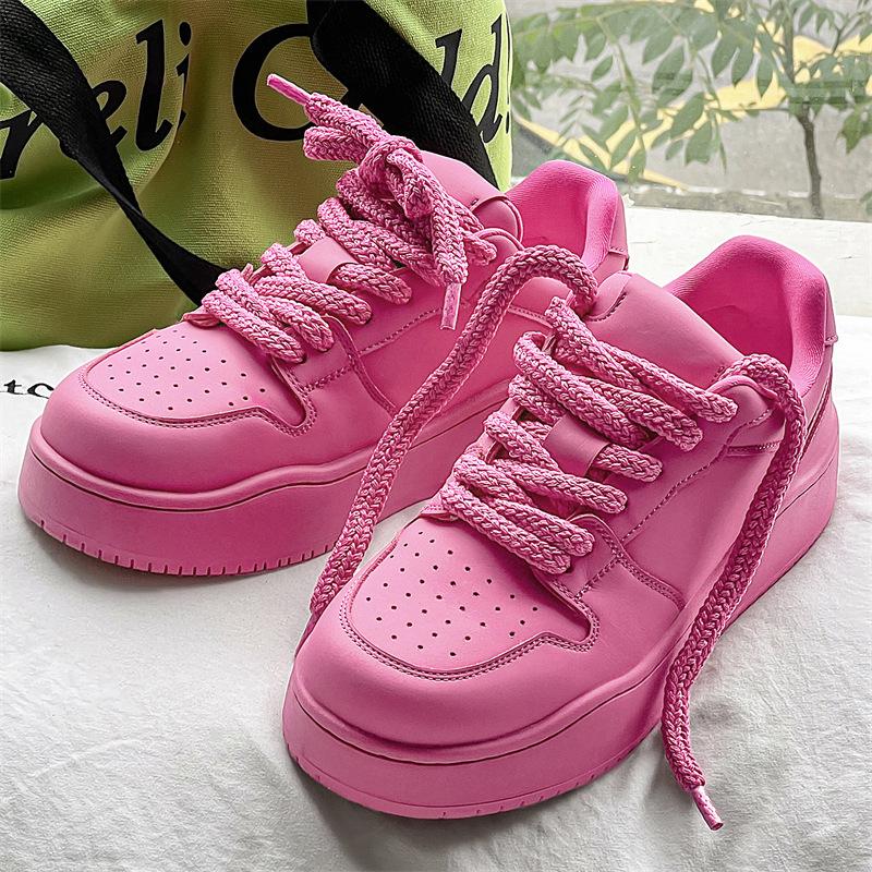 Rainbow color board shoes new breathable platform bread shoes heightening couple shoes sports casual shoes