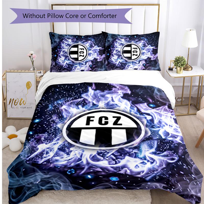 Set Lenzuola Stampato FC Zürich 3 Pezzi Copripiumino Traspirante con Federe Biancheria da Letto Decorativa per Camera da Letto Casa