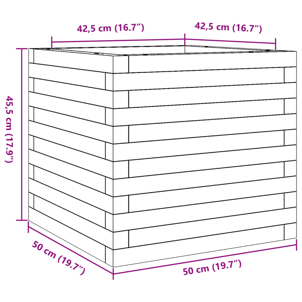 Plant Pot 50x50x45.5 cm Pressure Treated Pine Wood