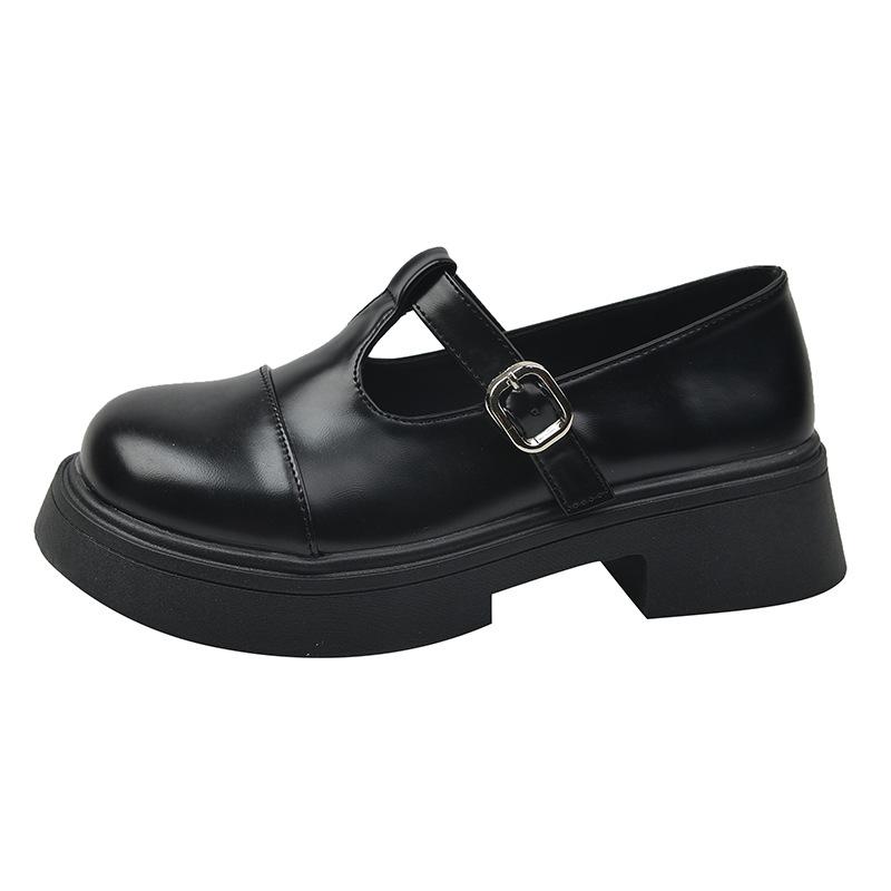

Маленькие кожаные туфли женские весенние ретро с круглой головкой и пряжкой в одно слово с одинарными туфлями Мэри Джейн модные женские летние дышащие туфли 40