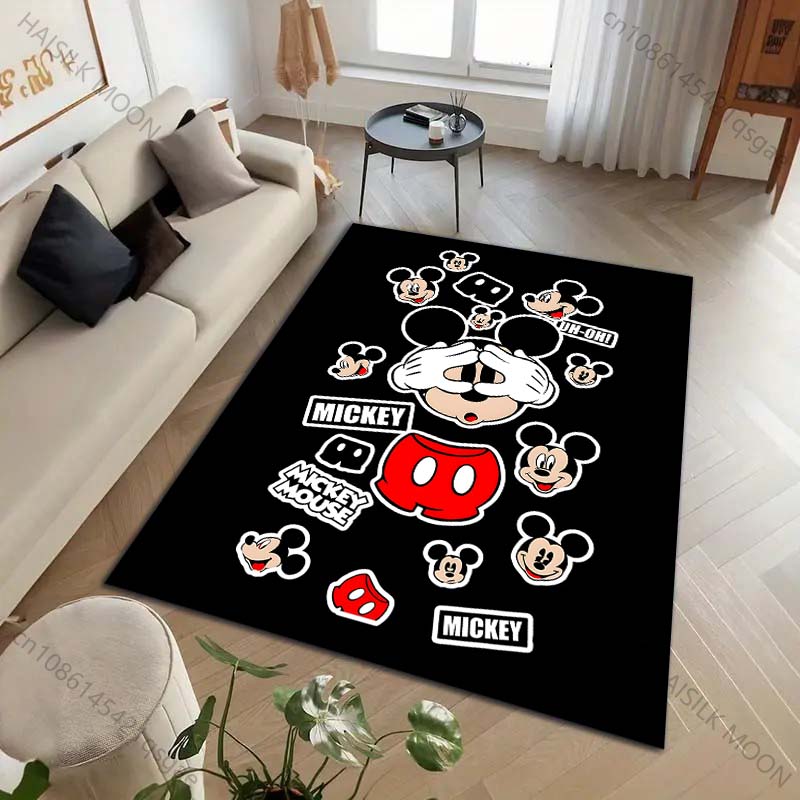 1PC Disney Mickey Mouse Print Cartoon Carpet for Living Room Bedroom Kid's Room Home Decor Area Rug Non-slip Mat Luxury Gift