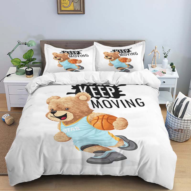 

Bear Print Digital Print Polyester Bedding Sets,Girl s Cover,Boys Duvet Cover Set For Teens, Queen Cover 2pcs Pillowcase EU single(135x200cm)