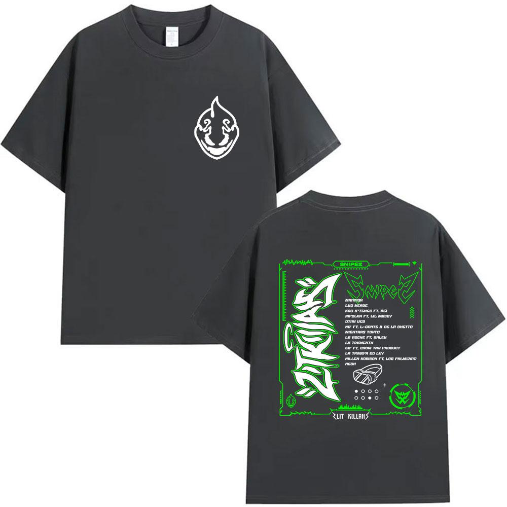 Rapper Lit Killah Snipez Album 2025 Graphic T Shirt Mens Hip Hop Gothic Short Sleeve Tshirts Vintage Cotton Tshirt Streetwear