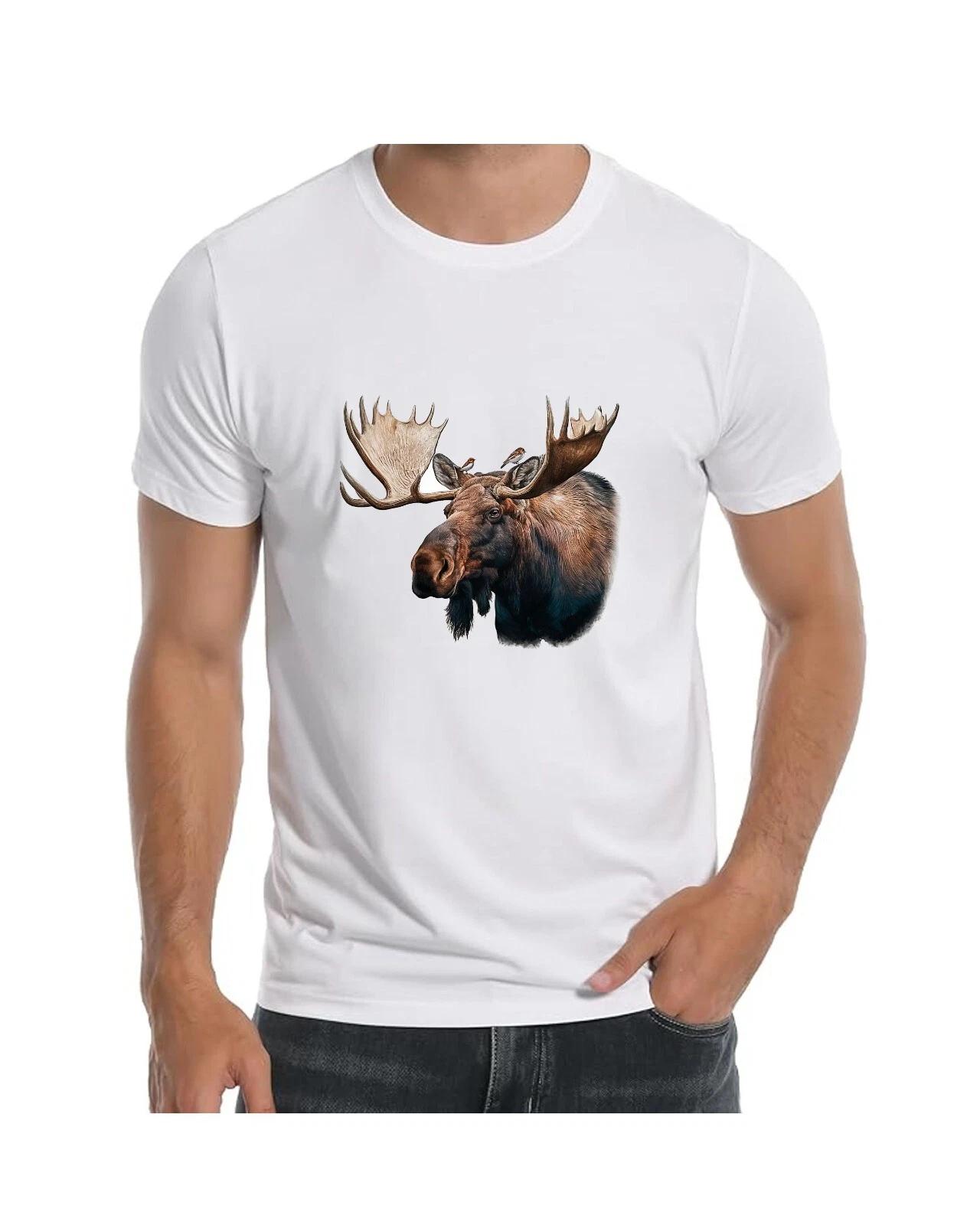 Montana Moose Art T-Shirt for Men Apparel Clothing Wildlife Animals M