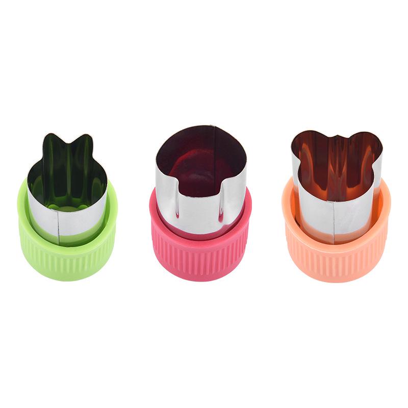 3-Piece Stainless Steel & PP Mold Set: Small Biscuit, Fruit, & Vegetable Cutters with Fancy Prints