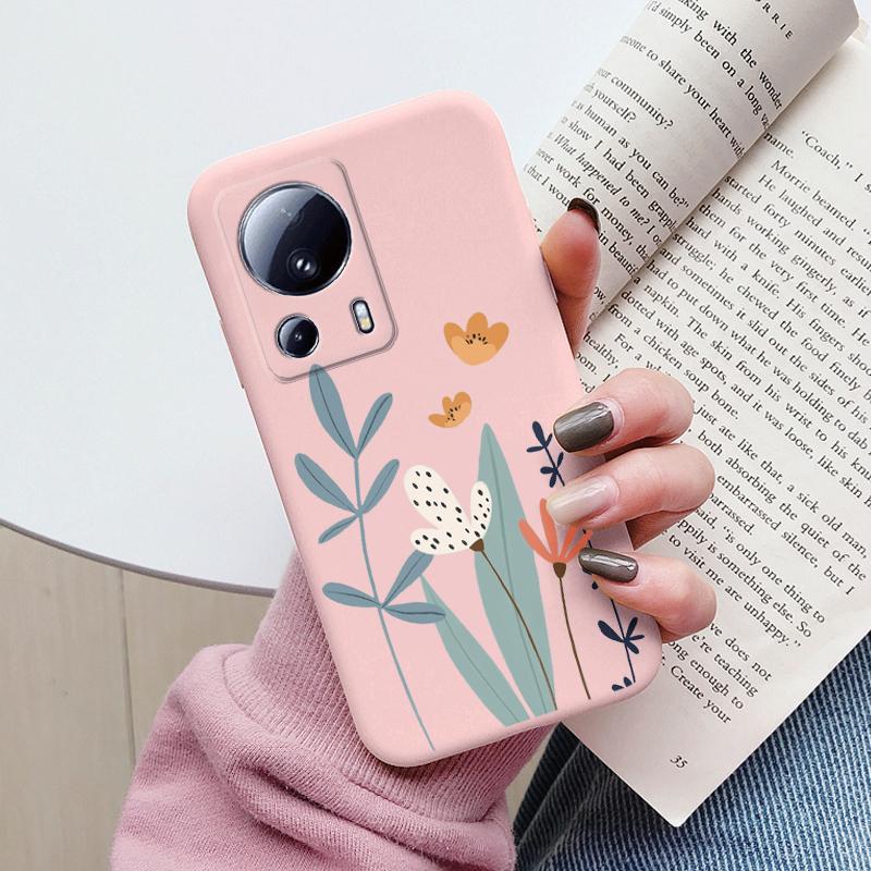 For Xiaomi 13 Lite Phone Case Cute Fashion Heart Flowers Soft Silicone Bumper Cover For Xiaomi13 Lite Fundas Shell Cartoon Gifts