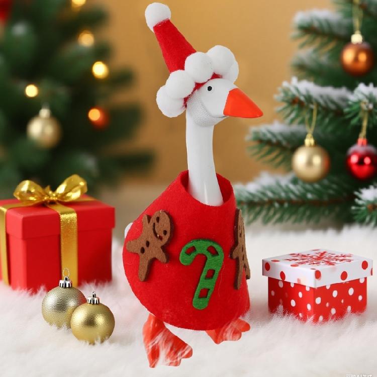 Elegant Holiday Porch Geese Decoration For Christmas New Year Outdoor Garden Yard Decoration Fabric Accessory