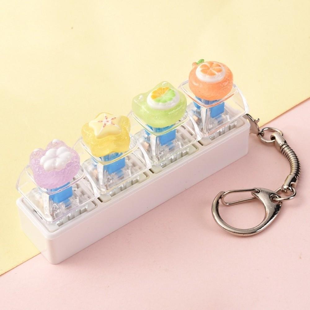 4-Key Reduce Pressure Toy Fruit Mini Keychain Pendant Push Button Keychain Reduce Anxiety