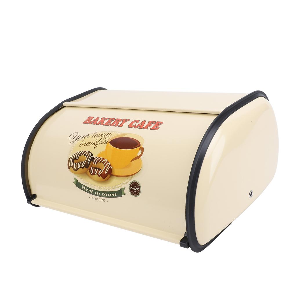 Bread Box Exquisite Elegant Drum Type Metal Bread Storage Bin for Bread Cake Doughnut Biscuit Food Tableware Champagne