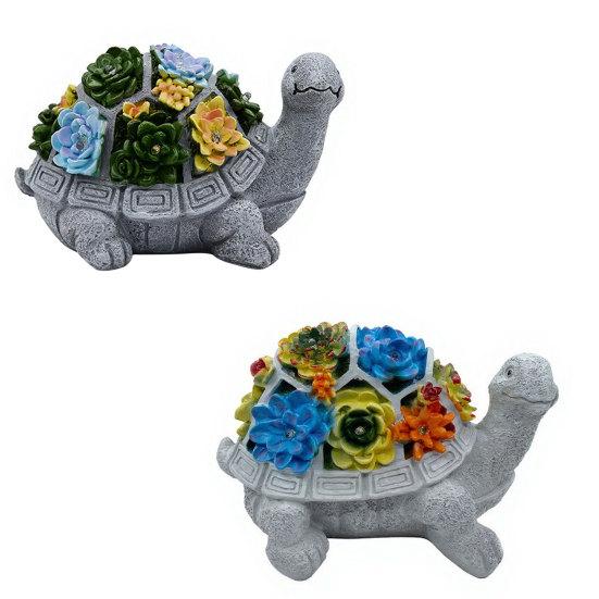Yousheng Solar Turtle Statue Light, Garden Resin Turtle Succulents Sculpture Solar Light, Outdoor Waterproof Solar Yard Light for Patio Lawn