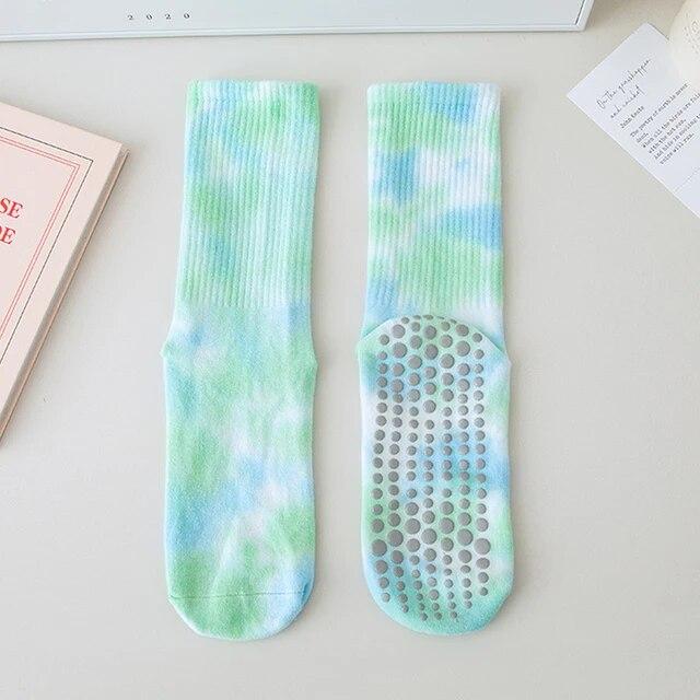 1pair Sport Yoga Socks Anti Slip Pilates Women Female Pilates Yoga Yoga Socks Tie Dye Grip Socks