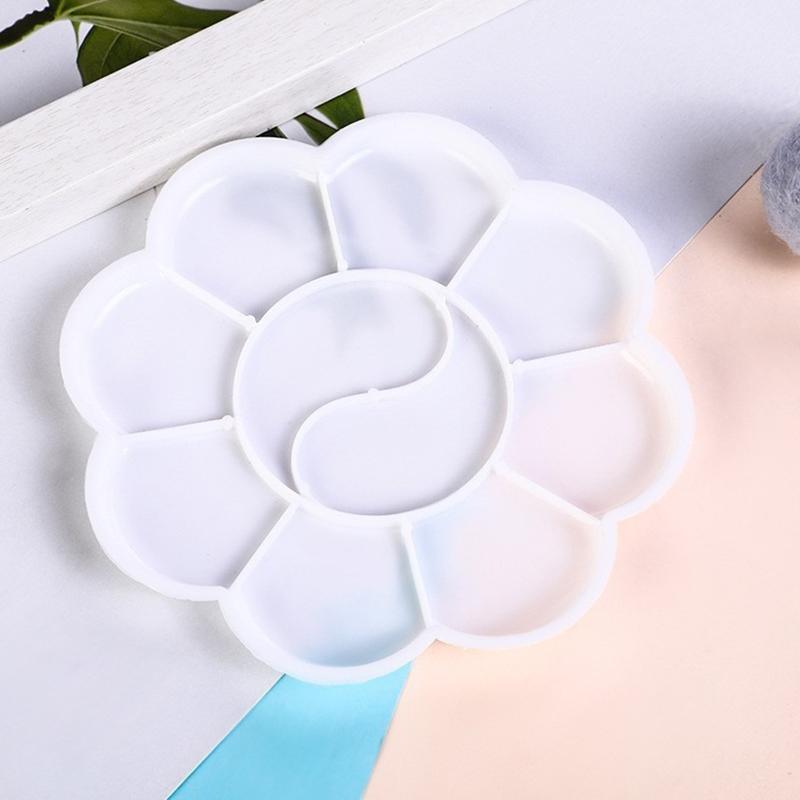 1PZ Vasso Plastica Pittura Bianca Tavolozza Disegno Piede Fiore Rotonda Quadrata Riutilizzabile Acquerello Olio Tavolozza Attrezzatura Artistica ZYF