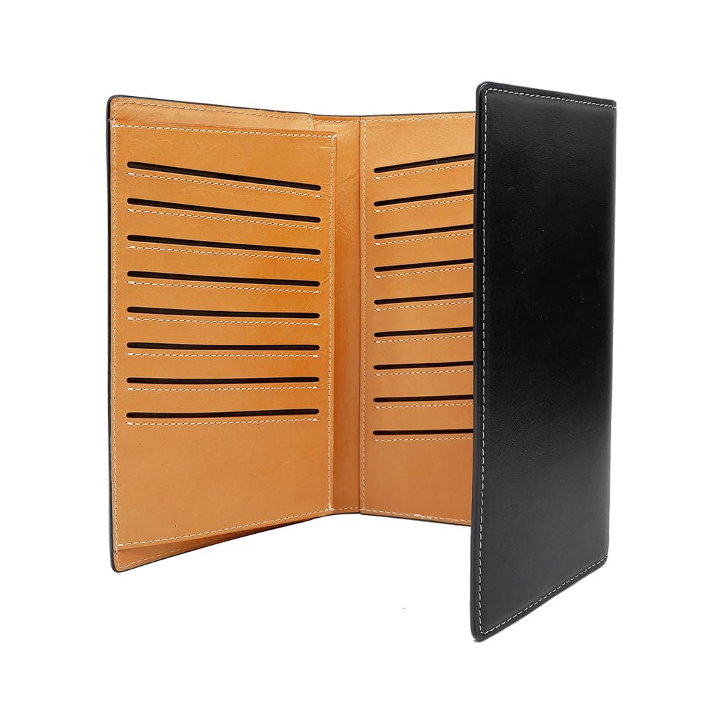 

DARGREE Длинный кошелек из натуральной кожи, тройного сложения, мужской, большой вместимости, с монетницей, сделан из кожи Химедзи, угольно-черный