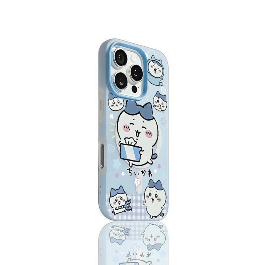 Frosted Jelly Magnetic 2-in-1 Phone Case for Apple Chain Lanyard Fashionable Cute Cartoon Magnetic Phone Case