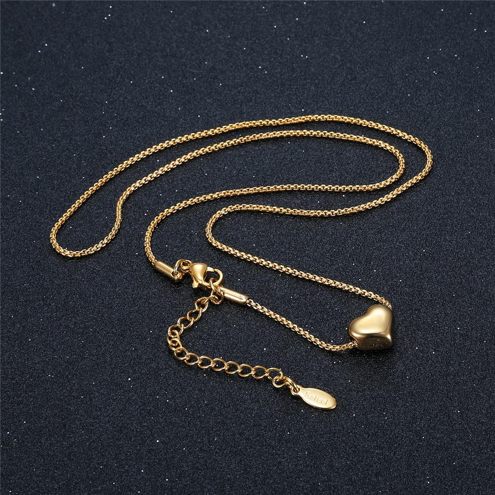 Fashion Tiny Small Love Heart Shape Pendant Necklaces Female Gold Color Stainless Steel Necklace for Women Jewelry Birthday Gift