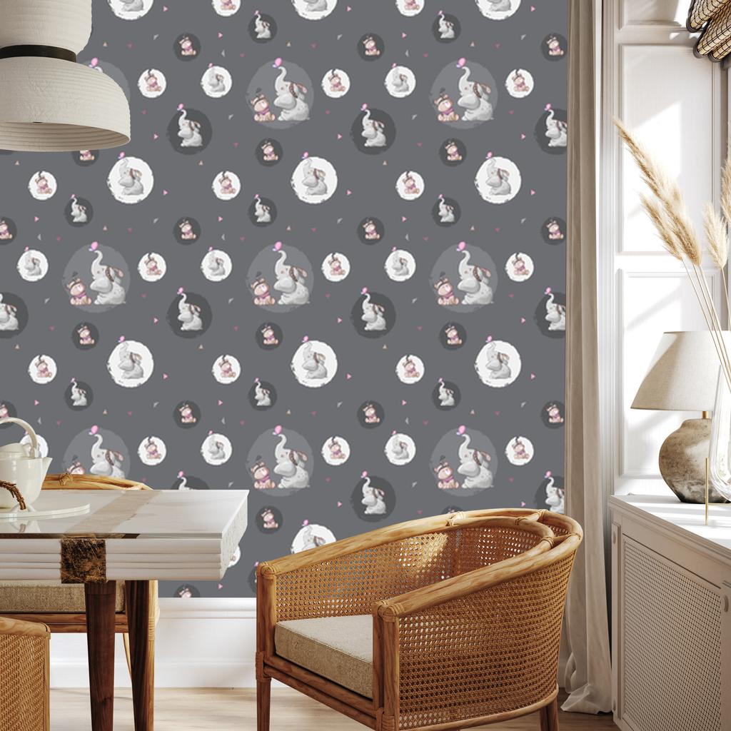 Teddy Bears and Elephants Wallpaper for Living Room and Bedroom 50x1000