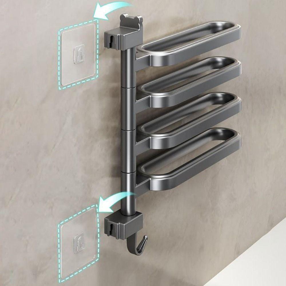 Plastic Swivel Towel Holder Punch Free Bath Towel Storage Rack Practical Towel Hanger  Bathroom