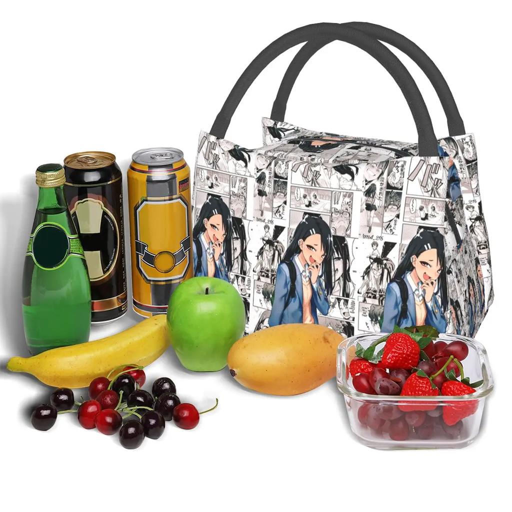 Lunchtaschen Damen Spiel nicht mit mir Miss Nagatoro Thermische Kühltaschen Picknick Reise Die Königin der Folter Liebe Canvas Lunchbox