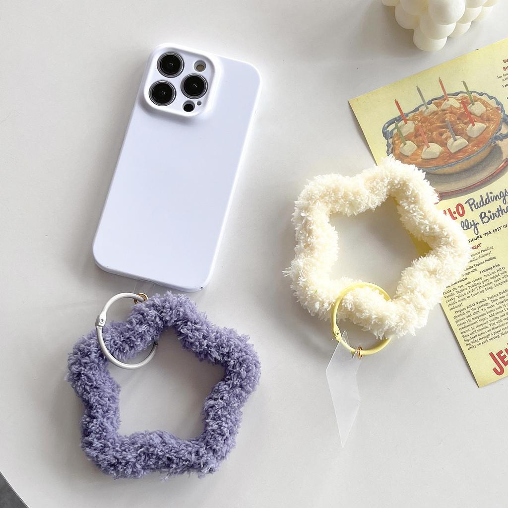 Japanese and Korean Plush Star Bracelet Wrist Strap Phone Case Keychain Autumn Winter Versatile with Spacer Hanging Buckle New Sweet Style