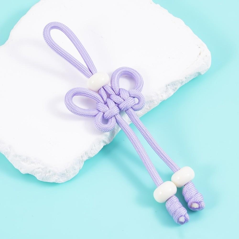 Colorful Chinese Knot Keychain Hand Woven Polyester Braided Rope Keychain Handmade Soild Colorful DIY Bag Charm