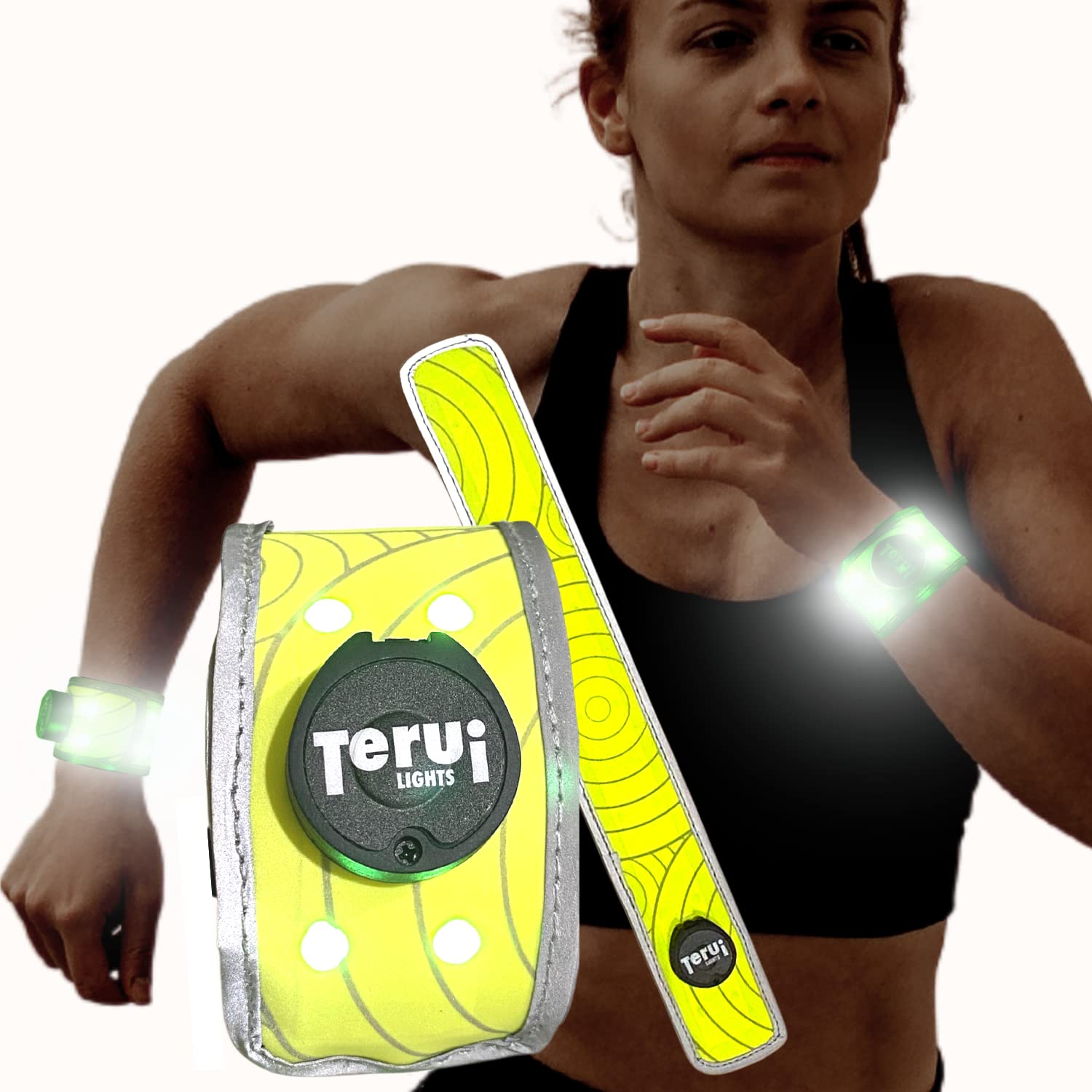 

TERUI LIGHTS Osaka Running Rechargeable LED Slap Fluorescent Reflective Bicycle Hem Night Reflector for Cycling Light, Band, Wristband, Band, Glowing, зелёный