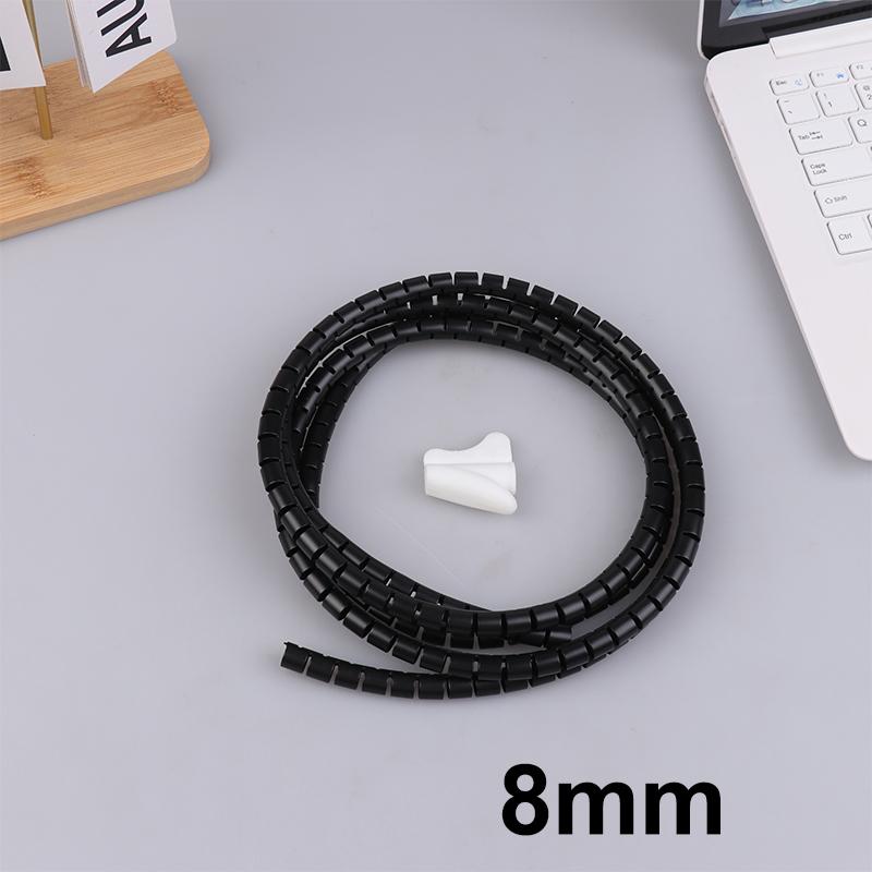 2m Cable Organizer Flexible Spiral Cable Wire Protector Computer Cord Protective Tube Clip Organizer Management Tools 16/10mm