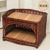 Handwoven Rattan Cat House All Season Pet Villa Breathable Pet Cage for Small Cats/Dog Natural Fiber Pet Bed with 2 Layer Design